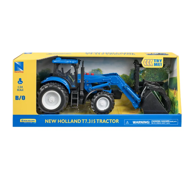 New Ray New Holland B/O Tractor w/ Sound & Attachments