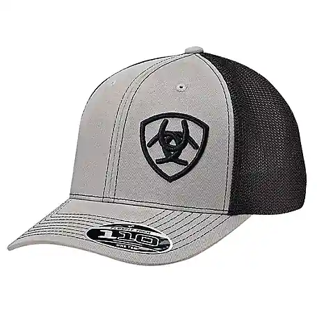 Ariat Men‘s Flexfit 110 Logo Offset Snapback Stretch Baseball Cap - Black/Grey