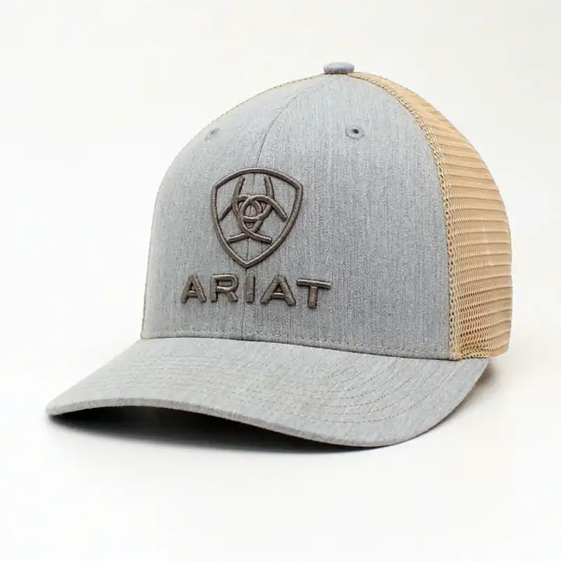 Ariat Men‘s Shield Logo Embroidered Baseball Cap - Grey/Tan