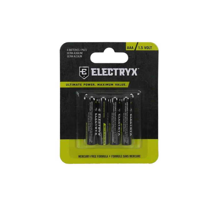 Electryx AAA / 1.5 Volt Ultra Alkaline Batteries-4 Pack