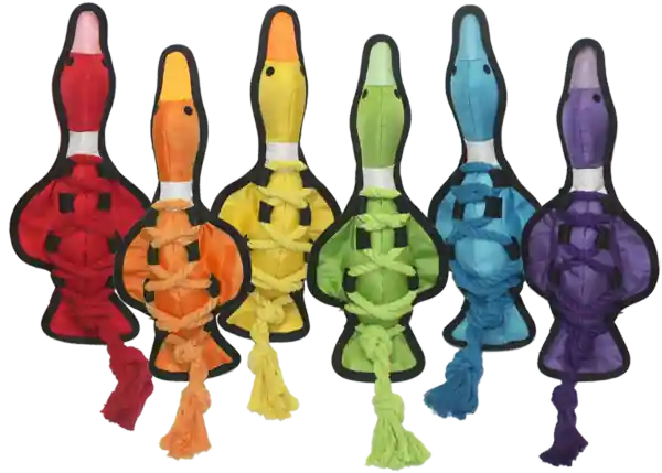 multipet Cross-Ropes Duck Dog Toy - Assorted Colors
