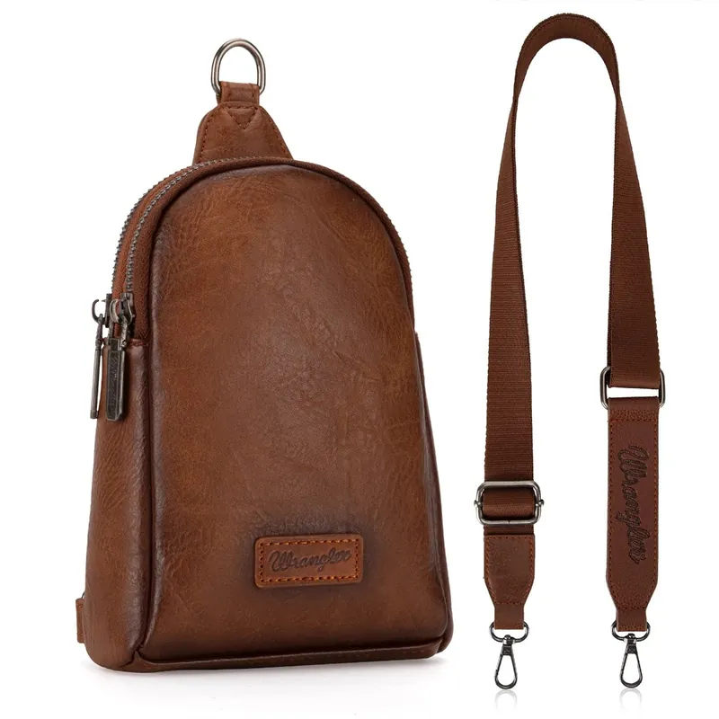 Montana West Wrangler Crossbody Sling Chest Bag - Brown