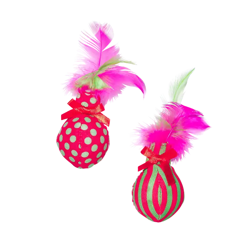 Main St. Pet™ 2-Pack Pink Feather Balls with Bells Cat Toys