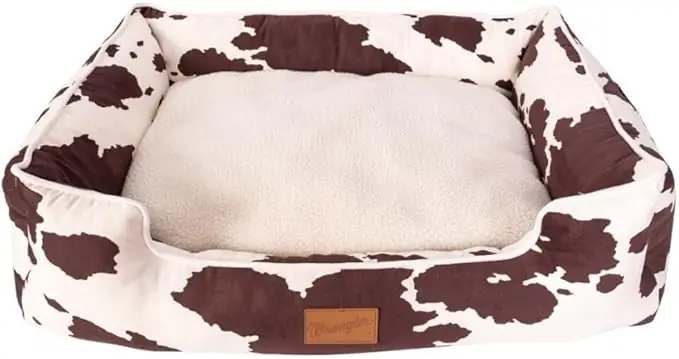 Wrangler Cow Print Cuddler Box Pet Bed