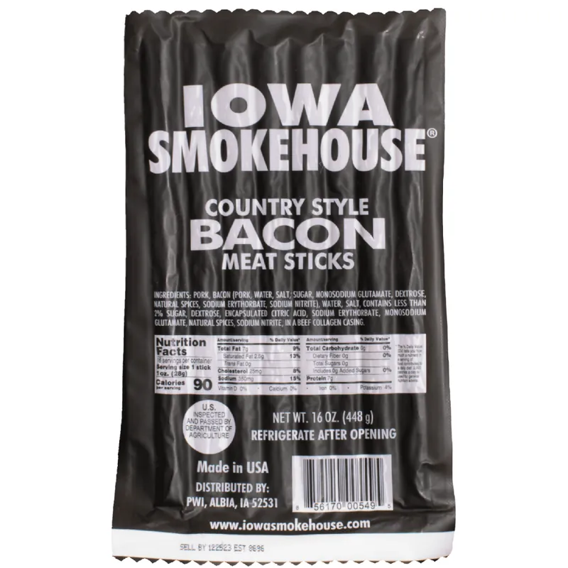 Iowa Smokehouse 16 oz Country Style Meat Sticks Bacon