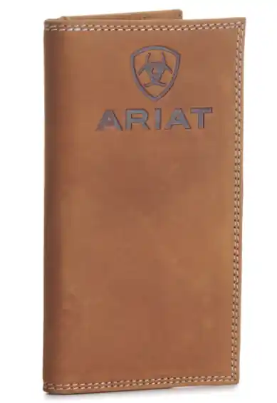 Ariat Men‘s Embossed Logo Checkbook / Rodeo Wallet - Tan
