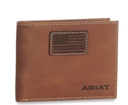 Ariat Men‘s Flag Patch Bifold Wallet - Tan