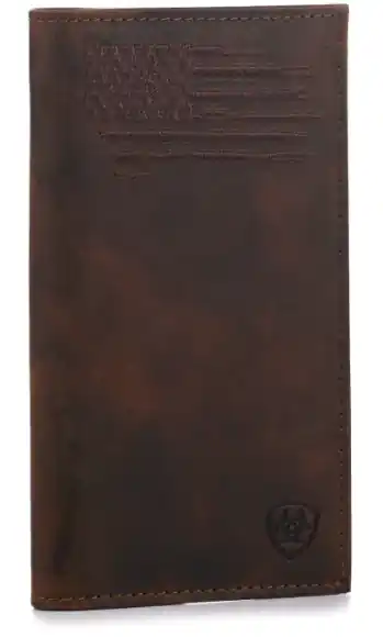 Ariat Men‘s Flag & Shield Logo Rodeo Wallet - Chocolate