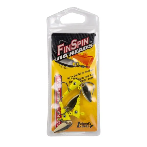 Leland Lures Fin Spin Jig Head- Chartreuse 1/8oz 3pk