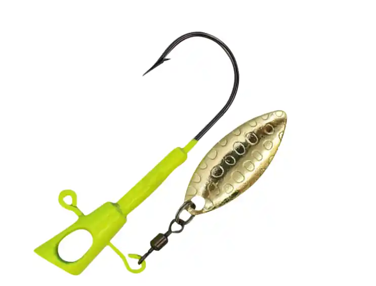Leland Lures Crappie Magnet Fin Spin Eye Hole Scent Holder Jighead - Chartreuse - 1/16 oz.