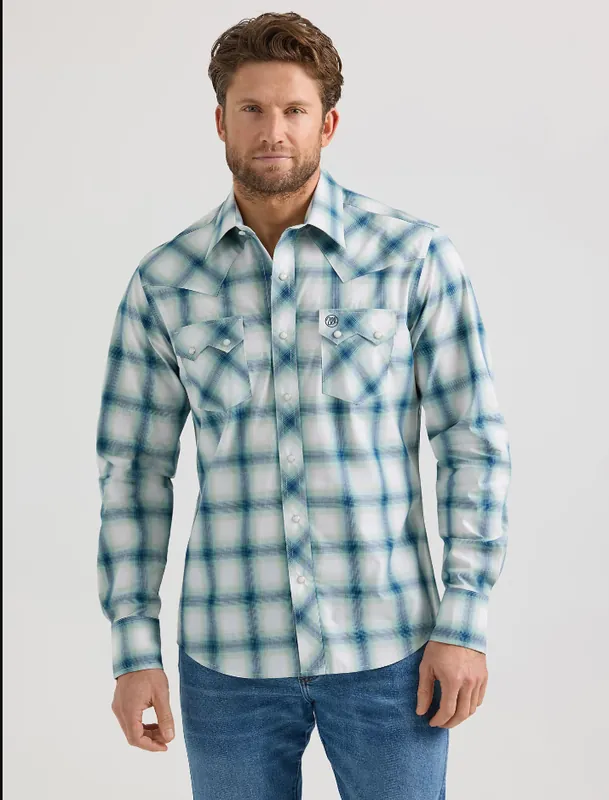 Wrangler Men‘s S25 Retro Long Sleeve Sawtooth Snap Pocket Western Shirt