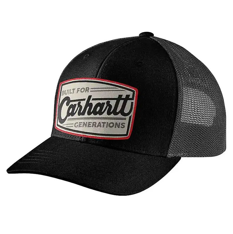 Carhartt Men‘s 106928 Canvas Mesh-Back Built Patch Cap - Black