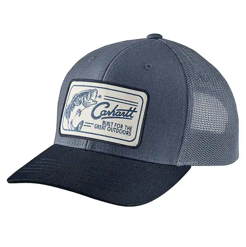 Carhartt Men‘s 106788 Canvas Mesh-Back Fish Patch Cap - Bluestone