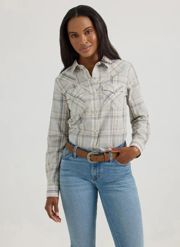 Wrangler S25 Women‘s Essential L/S Plaid Western Snap Top