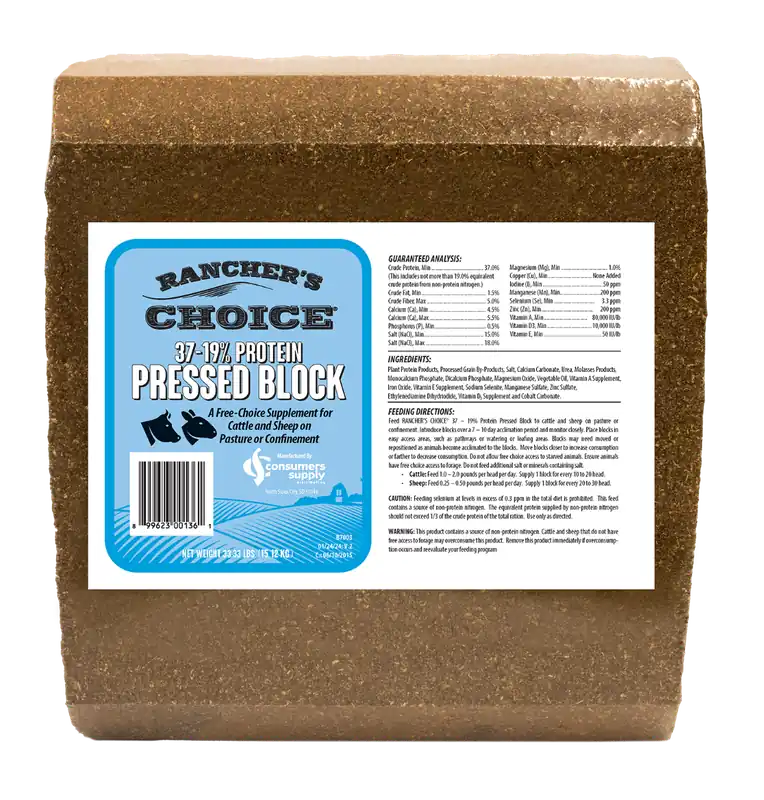 Consumer Supply Rancher‘s Choice 37-19% Protein Pressed Block - Cattle & Sheep