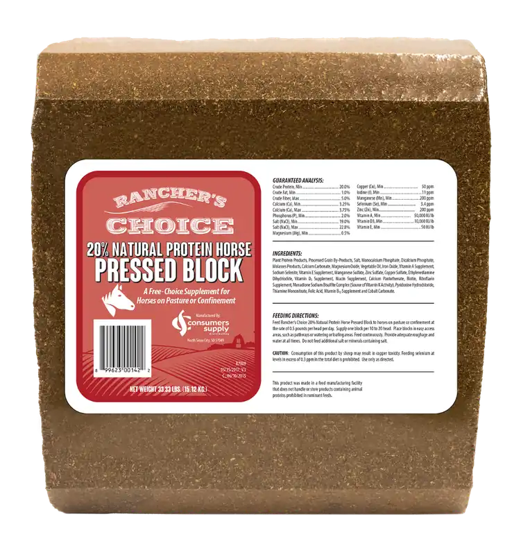 Consumer Supply Rancher‘s Choice 20% Natural Protein Pressed Block - Equine