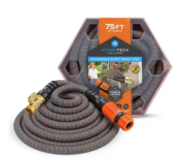 HydroTech 5/8" x 75‘ Burst Proof Expandable Garden Water Hose - Orange