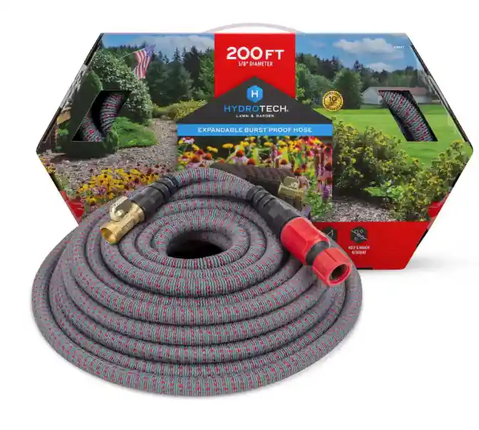 HydroTech 5/8" x 200‘ Burst Proof Expandable Garden Water Hose - Red