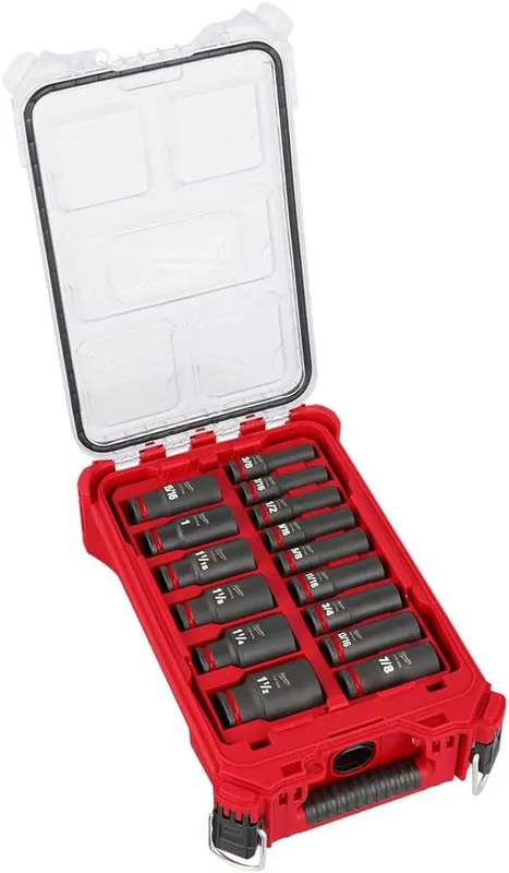 Milwaukee 49-66-6802 SHOCKWAVE Impact Duty™ Socket 1/2” Dr 15PC SAE PACKOUT Set