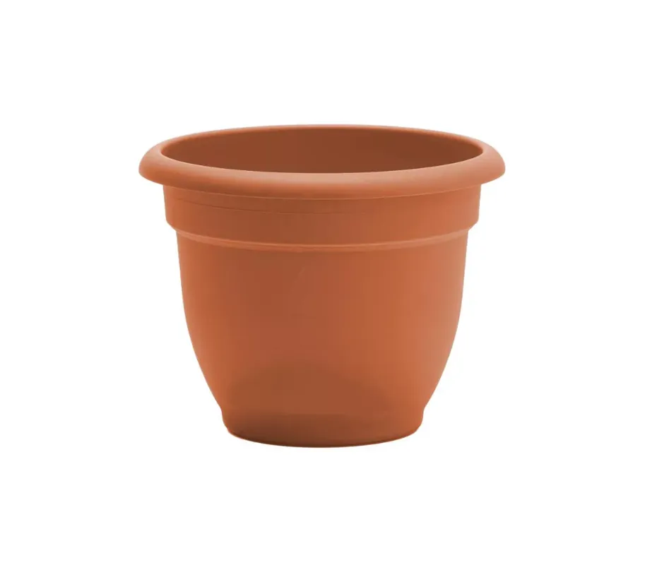 Bloem Self-Watering Planter, 8 in Dia, 8-3/4 in W, Round, Plastic, Terra Cotta