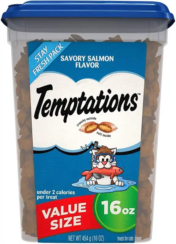 Savory Salmon Flavor Classic Crunchy and Soft Cat Treats - 16 oz