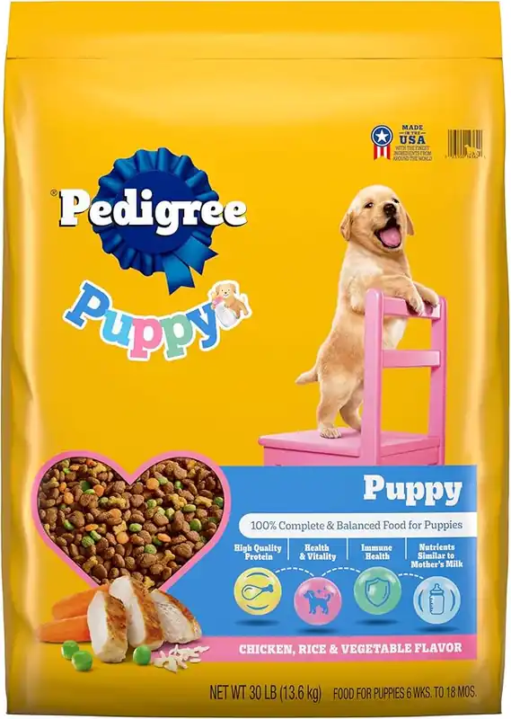 Pedigree Puppy Dry Puppy Food, Chicken, Rice, and Vegetable Flavor, 30 lb. Bag