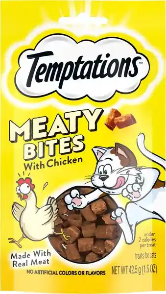 Temptations Meaty Bites Chicken Flavor Soft & Savory Cat Treats 1.5-oz