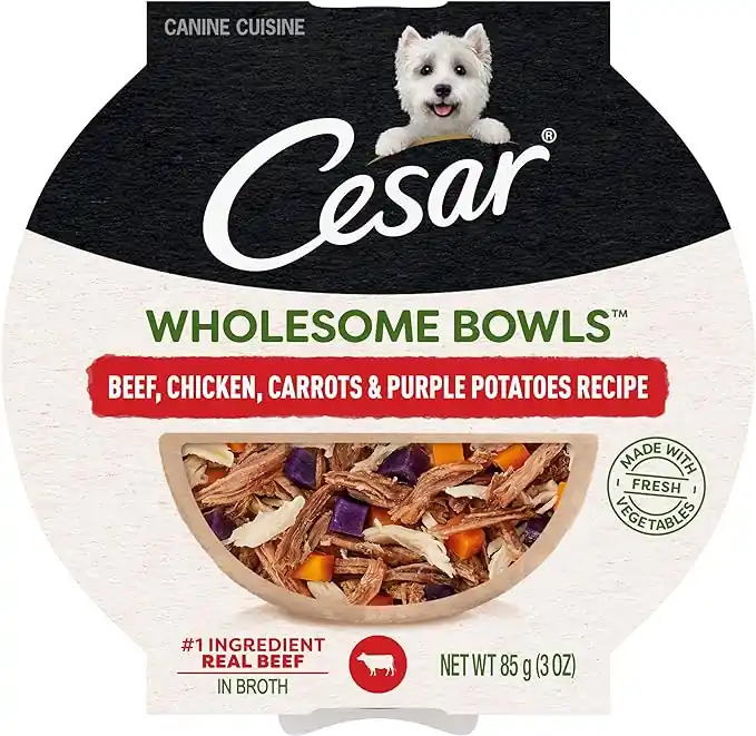 Cesar Wholesome Bowls Beef, Chicken, Potatoes & Carrots Recipe Small Breed Adult Wet Dog Food, 3-oz tray
