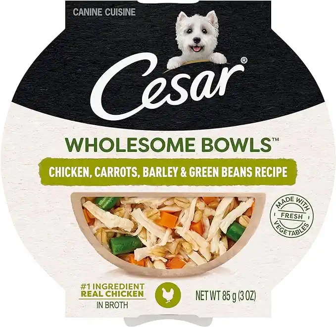Cesar Wholesome Bowls Chicken, Carrots, Barley & Green Beans Recipe Small Breed Adult Wet Dog Food, 3-oz tray