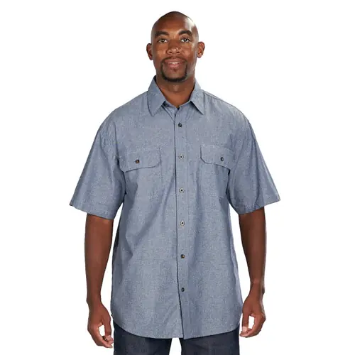 Key Men‘s Chambray Short Sleeve Work - Blue