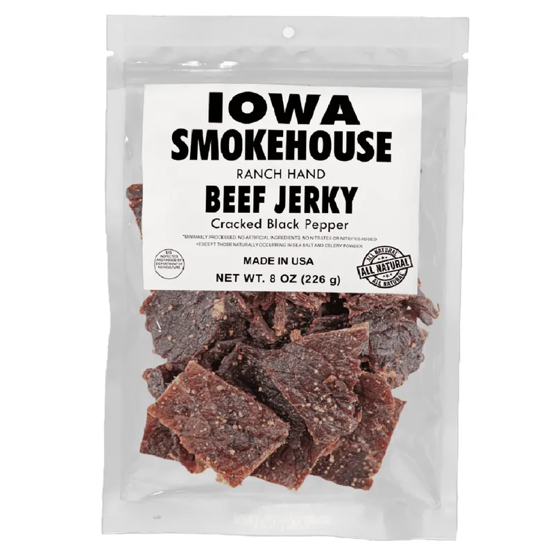 Iowa Smokehouse Ranch Hand 8 oz Beef Jerky Cracked Black Pepper