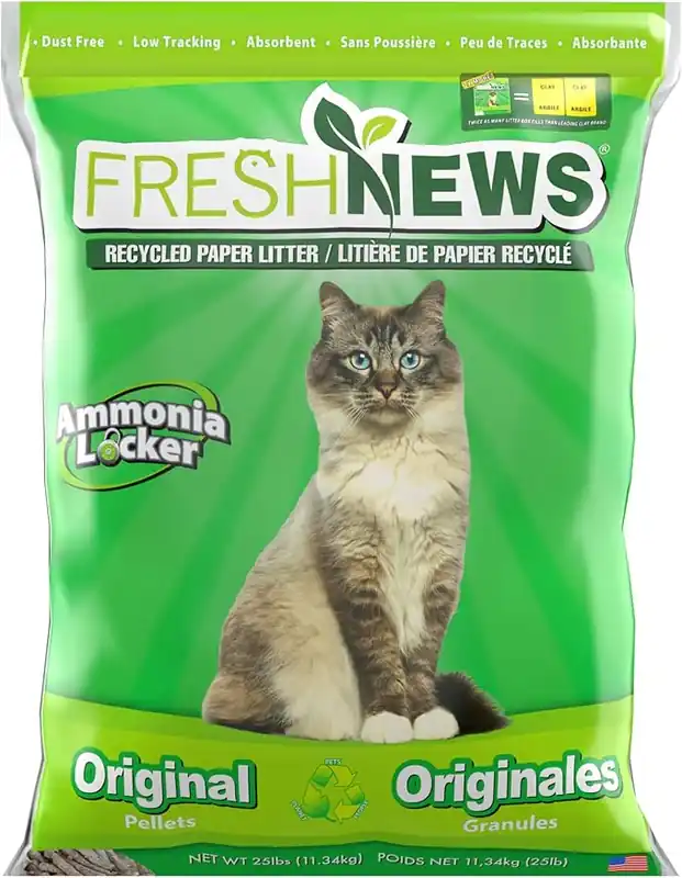 Fresh News Recycled Paper, Original Pellet Cat Litter, 25 Pound