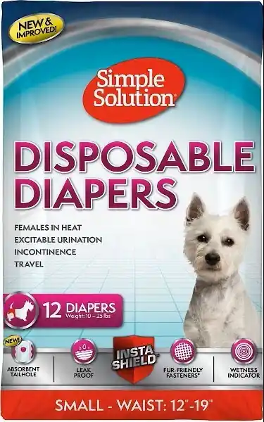Simple Solution Disposable Dog Diapers, 12ct, Small