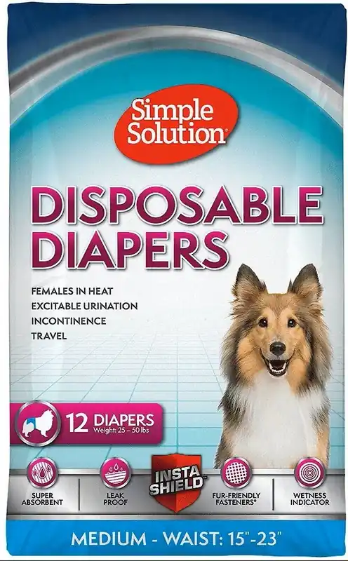 Simple Solution Disposable Dog Diapers, 12ct, Medium
