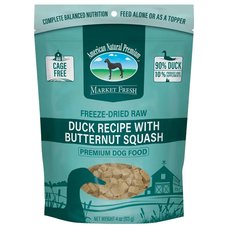 American Natural Premium Freeze-Dried Raw Duck with Butternut Squash Dog Food