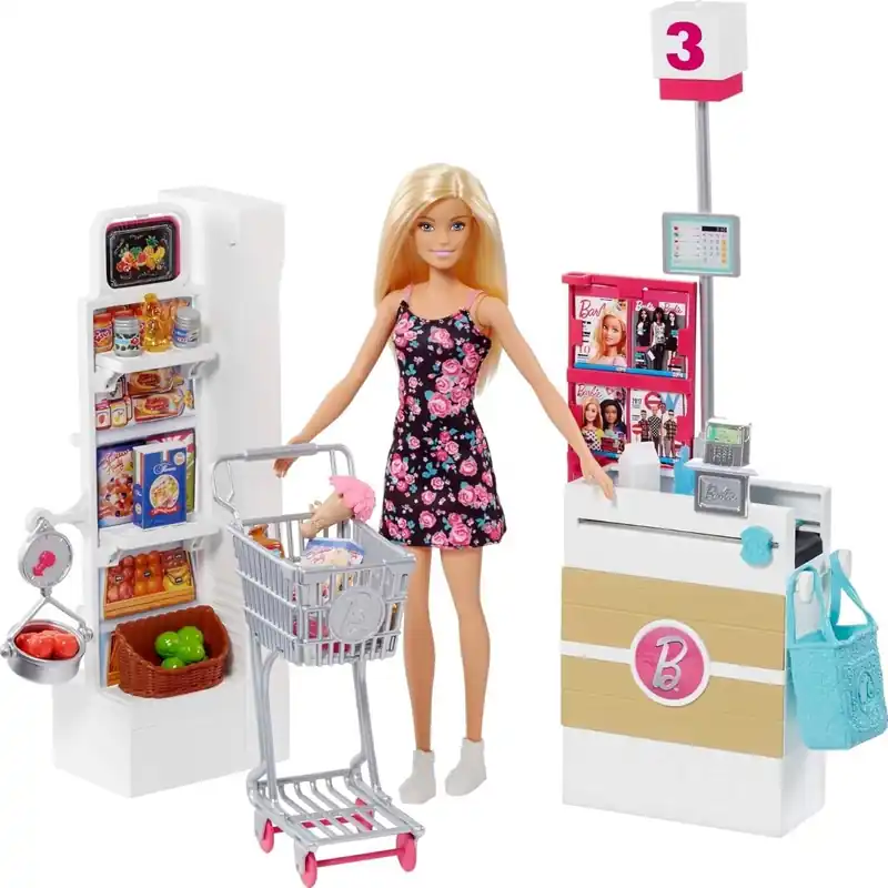 Mattel Barbie Doll And Supermarket Playset