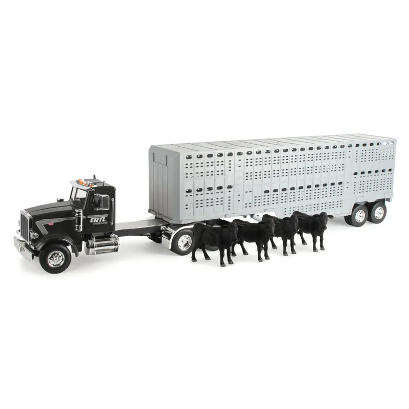 ERTL Big Farm Peterbilt 1 16 Scale Semitruck with Livestock Trailer and Cows