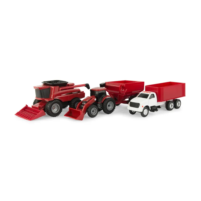 ERTL Case IH 1 64 Scale 4 Piece Farm Set includes Tractor with Loader, Combine, Grain Cart and Grain Truck