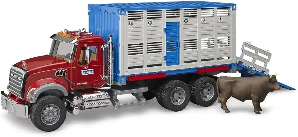 Bruder 02830 Mack Granite Cattle Transport Truck w/ 1 Cattle