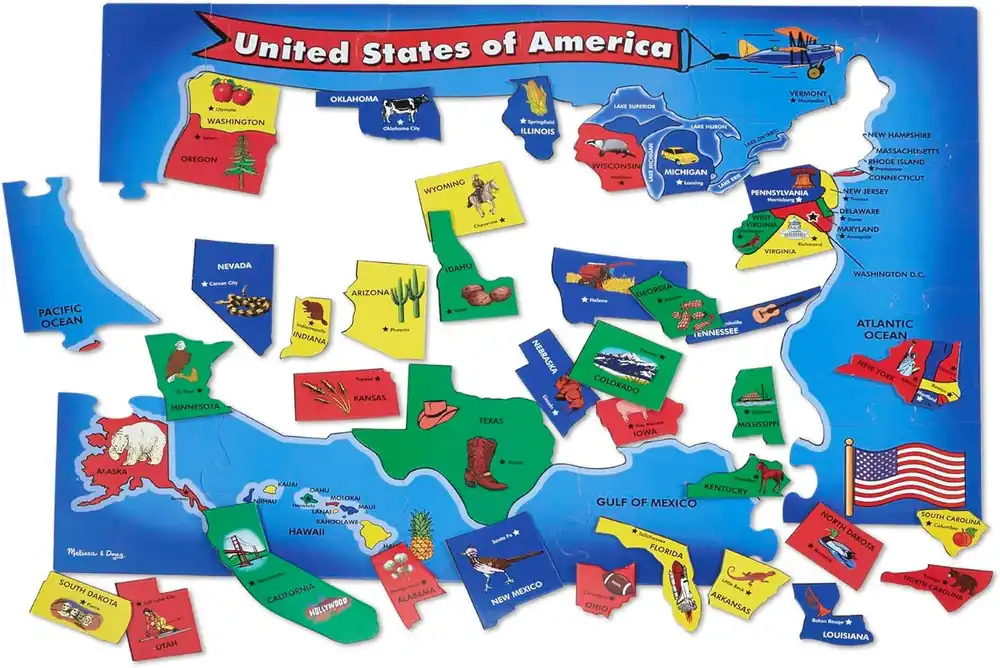 Melissa & Doug USA Map Floor Puzzle - 51 Pieces Activity Set