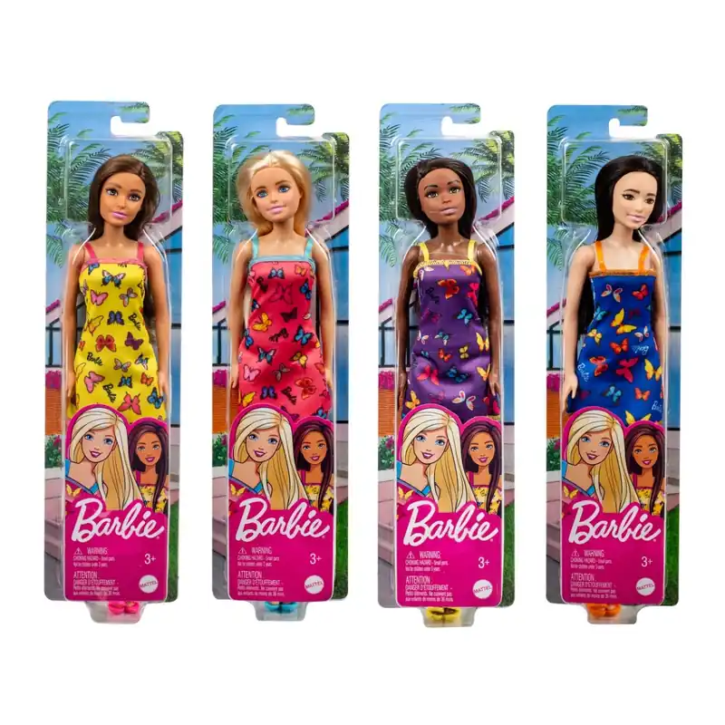 Group Sale Barbie Fashion Doll in Colorful Butterfly Dress Assorted Styles