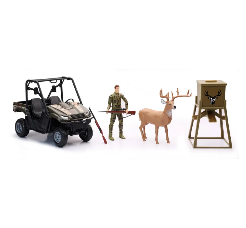New Ray 1 12 Scale Wildlife Hunter Set W/ Side By Side & Deer Feeder