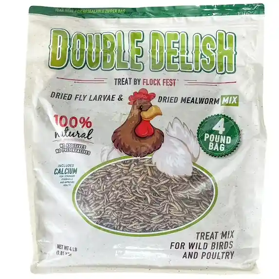 Flock Fest Double Delish Dried Mealworms and Black Soldier Fly Larvae 4lbs