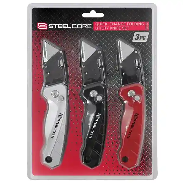 Steelcore 3-Piece Quick-Change Fold Utility Knife Set