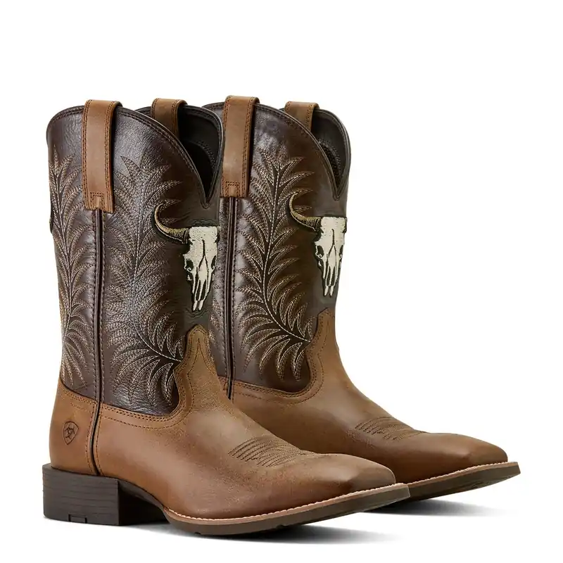 Ariat Men‘s Sport Steer Skull Wide Square Toe Cowboy Boot