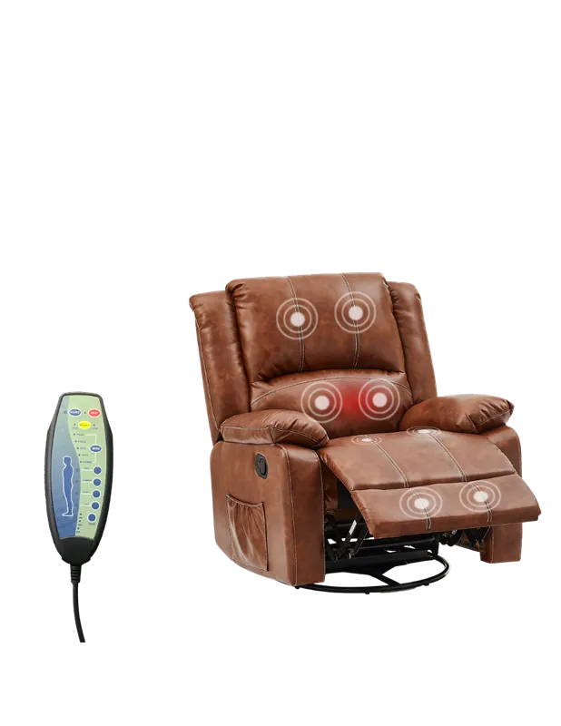 360 Degree Swivel Glider Recliner with vibrating massage and heat