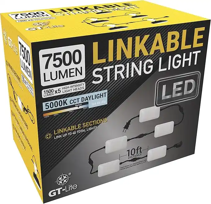 GT-Lite 7500 Lumen LED 50ft 5-Head Adjustable Linkable String Light