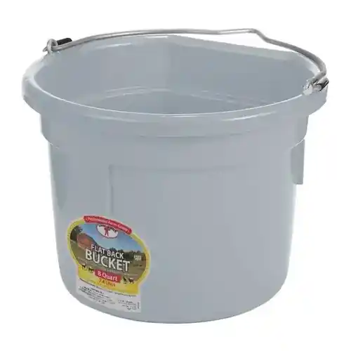Little Giant Flat Back Plastic Bucket Gray P8FBGRAY6