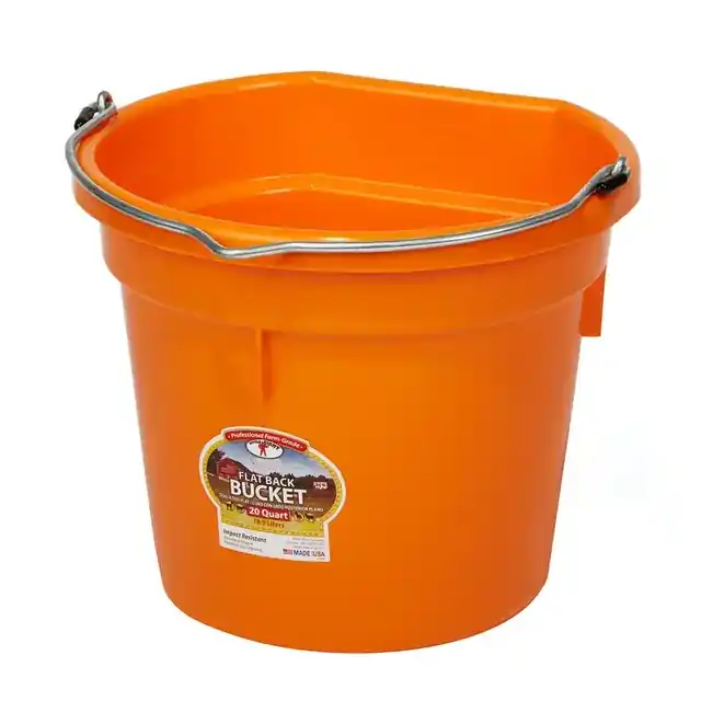 Little Giant 20 Quart Flat Back Plastic Bucket Orange P20FBORANGE6