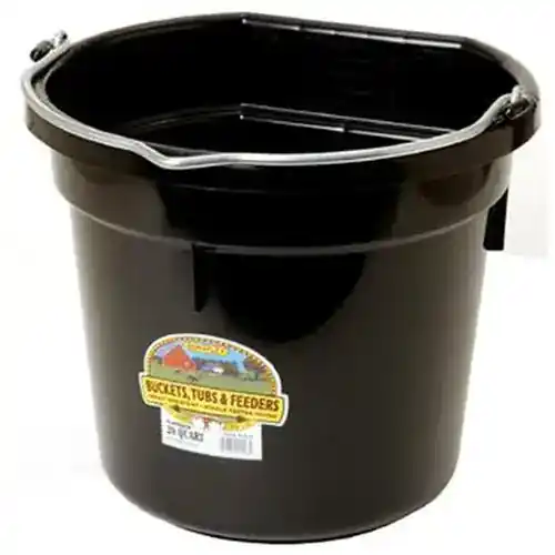 Little Giant 20 Quart Flat Back Plastic Bucket Black P20FBBLACK6